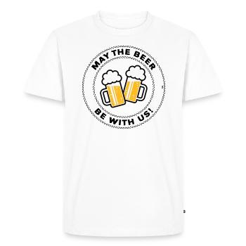 May The Beer Be With Us! (Saying / 3C / POS) - Men's Premium Organic T-Shirt - white - Front - Nico (187cm)