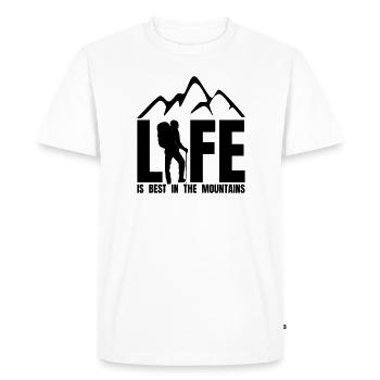 LA VIE EST MEILLEURE À LA MONTAGNE - Randonnée en montagne - T-shirt Premium bio Homme - blanc - Devant - Nico (187cm)