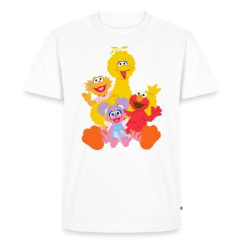 5 Rue Sésame Toccata, Elmo, Abby Cadabby, Zoe - T-shirt Premium bio Homme - blanc - Devant - Nico (187cm)