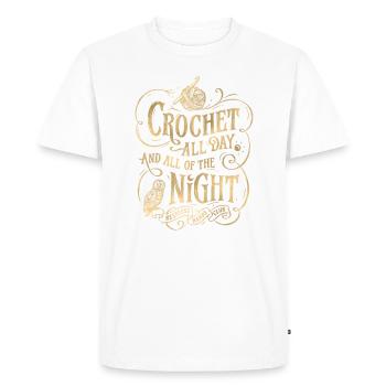 CROCHET ALL NIGHT/ Or - T-shirt Premium bio Homme - blanc - Devant - Nico (187cm)