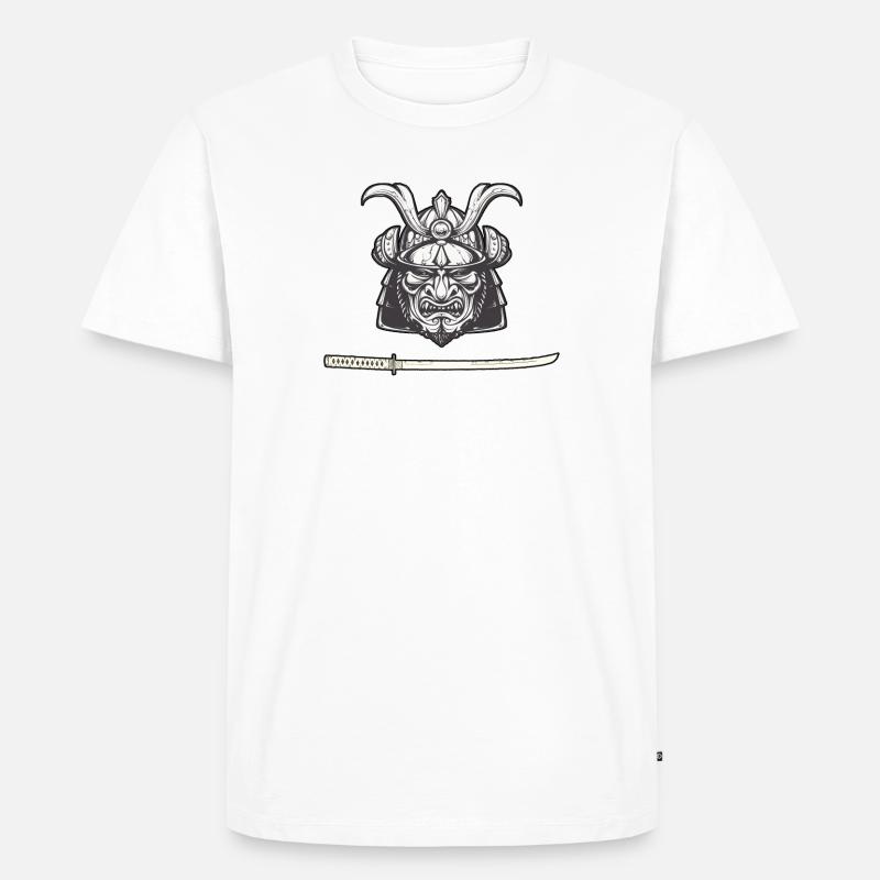 samurai katana - Männer Premium Bio T-Shirt - Weiß