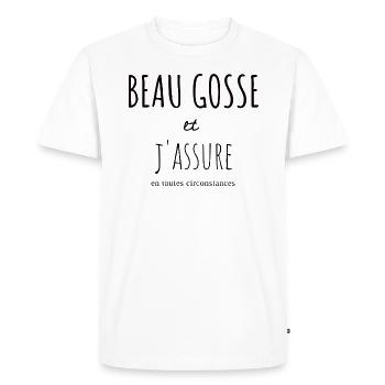 Tee-shirt beau gosse - T-shirt Premium bio Homme - blanc - Devant - Nico (187cm)