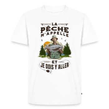 L' APPEL DE LA PÊCHE - T-shirt Premium bio Homme - blanc - Devant - Nico (187cm)