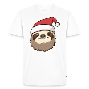 Sloth Santa Christmas Funny Sloth - Men's Premium Organic T-Shirt - white - Front - Nico (187cm)