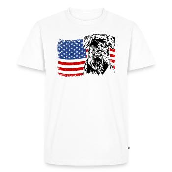 Schnauzer America Flag Dog Dogs Wilsigns - Men's Premium Organic T-Shirt - white - Front - Nico (187cm)