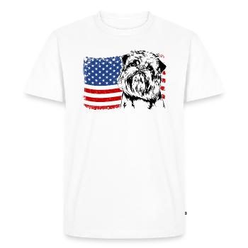 Griffon nain belge Drapeau Amérique Wilsigns - T-shirt Premium bio Homme - blanc - Devant - Nico (187cm)