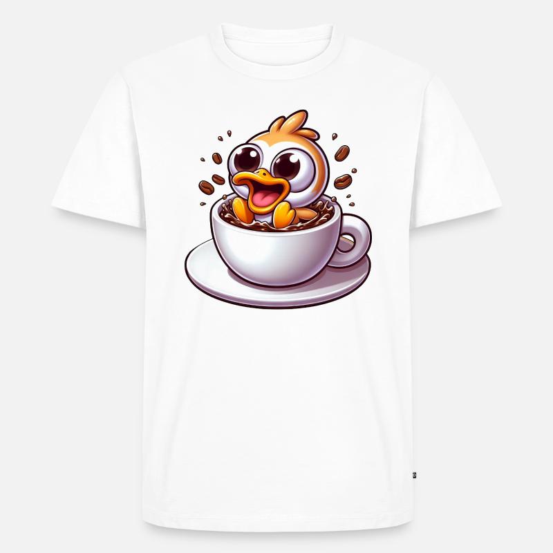 Vogelküken Kaffeetrinker Koffeinschock - Männer Premium Bio T-Shirt - Weiß