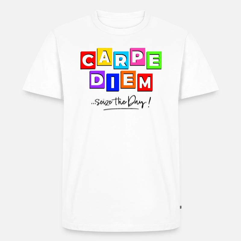 Carpediem im Comic-Stil - Männer Premium Bio T-Shirt - Weiß