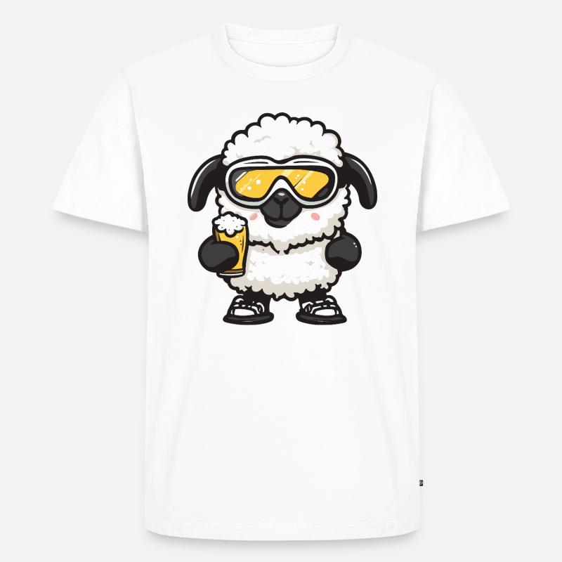 Schaf Apres Ski Bier Comic - Männer Premium Bio T-Shirt - Weiß