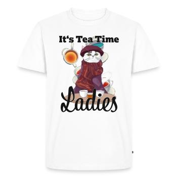 It's Tea Time, Ladies - Lustiger Tee Spruch - Men's Premium Organic T-Shirt - white - Front - Nico (187cm)