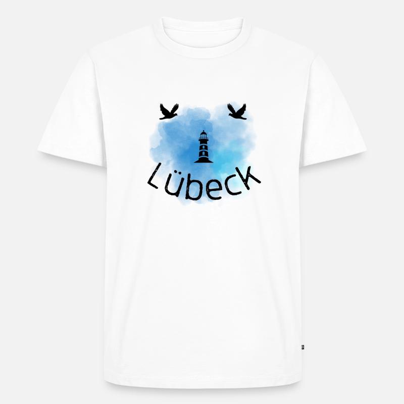 Maritimer Leuchtturm Lübeck - Männer Premium Bio T-Shirt - Weiß