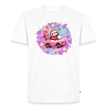 Sloth driving a convertible - Men's Premium Organic T-Shirt - white - Front - Nico (187cm)