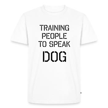 Former les gens à parler chien - T-shirt Premium bio Homme - blanc - Devant - Nico (187cm)