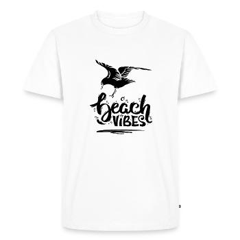 Beach Vibes & Seagull - T-shirt Premium bio Homme - blanc - Devant - Nico (187cm)
