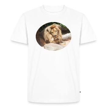 Lion Mâle Derrière L’arbre, Naturel - T-shirt Premium bio Homme - blanc - Devant - Nico (187cm)