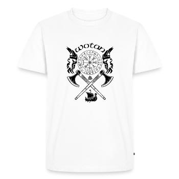 Wotan-VIKING-Viking SYMBOLES-RUNES VIKINGS - T-shirt Premium bio Homme - blanc - Devant - Nico (187cm)