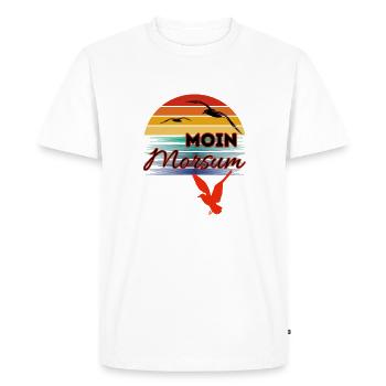 Moin Morsum avec mouette dans le style rétro-Sylt-Morsum - T-shirt Premium bio Homme - blanc - Devant - Nico (187cm)
