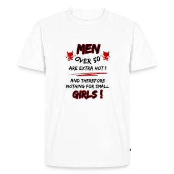 Les hommes de plus de 50 ans sont très chauds... 50e anniversaire - T-shirt Premium bio Homme - blanc - Devant - Nico (187cm)