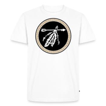 Flèche avec plumes, protection & puissance - T-shirt Premium bio Homme - blanc - Devant - Nico (187cm)