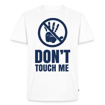 Ne touche pas à mes mains Ne touche pas Stop - T-shirt Premium bio Homme - blanc - Devant - Nico (187cm)