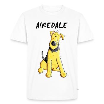 Funny Airedale Terrier - Men's Premium Organic T-Shirt - white - Front - Nico (187cm)