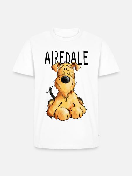 Witziger Airedale Terrier - Hund - Geschenk - Männer Premium Bio T-Shirt - Weiß