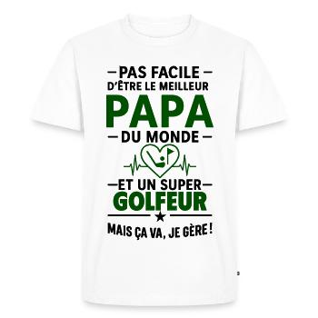 Heart + Golf – Super Dad Golfer - Men's Premium Organic T-Shirt - white - Front - Nico (187cm)