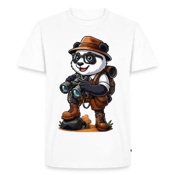 Drôle d’aventure de camping de randonnée Panda Explorer - T-shirt Premium bio Homme - blanc - Devant - Nico (187cm)
