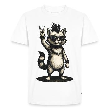 Chat à bascule avec crête et lunettes de soleil - T-shirt Premium bio Homme - blanc - Devant - Nico (187cm)
