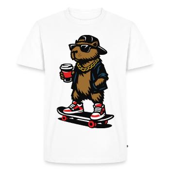 Café à roulettes Colles Capybara - T-shirt Premium bio Homme - blanc - Devant - Nico (187cm)