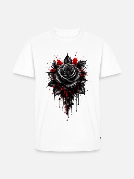 Rose, Schwarze Rose, Rose & Blumen - Männer Premium Bio T-Shirt - Weiß