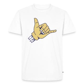 SURF | Surfer Greeting | Shaka - Men's Premium Organic T-Shirt - white - Front - Nico (187cm)