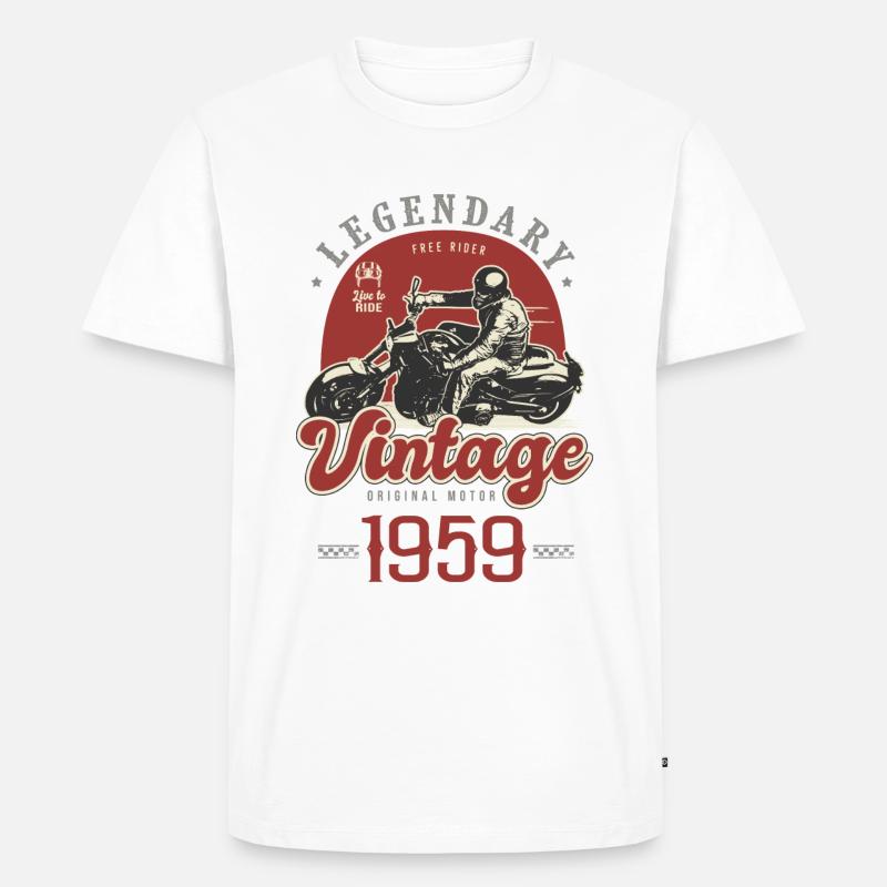 1959 Jubiläums-Oldtimer-Biker-Motorrad - Männer Premium Bio T-Shirt - Weiß