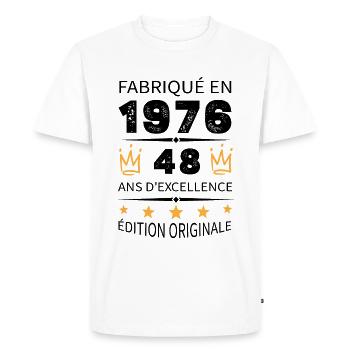 Fabriqué En 1976 Né En 1976 48 Ans Anniversaire - T-shirt Premium bio Homme - blanc - Devant - Nico (187cm)