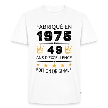 Fabriqué En 1975 Né En 1975 49 Ans Anniversaire - T-shirt Premium bio Homme - blanc - Devant - Nico (187cm)