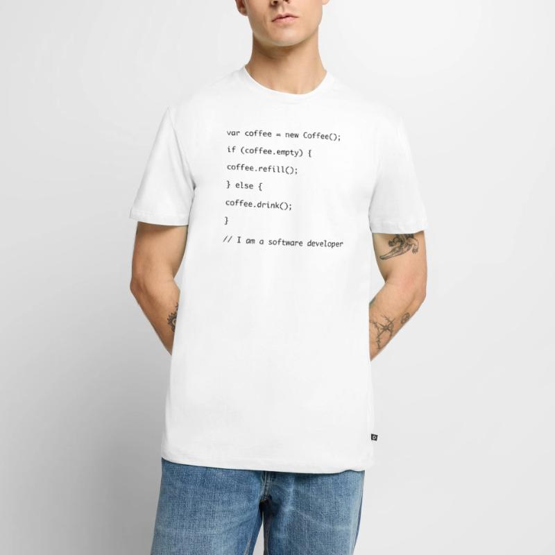 Kaffe auffüllen Javascript Code Männer Premium Bio T-Shirt