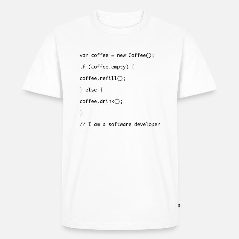 Coffee refill Javascript code - Men's Premium Organic T-Shirt - white