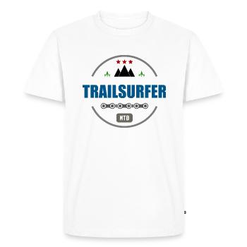 Trailsurfer MTB Logo - Men's Premium Organic T-Shirt - white - Front - Nico (187cm)