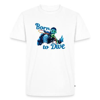 Né pour plonger je plonge dans la mer - T-shirt Premium bio Homme - blanc - Devant - Nico (187cm)