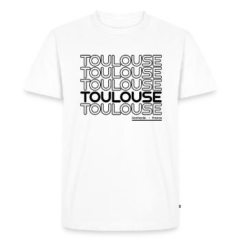 Toulouse France Typographie - T-shirt Premium bio Homme - blanc - Devant - Nico (187cm)