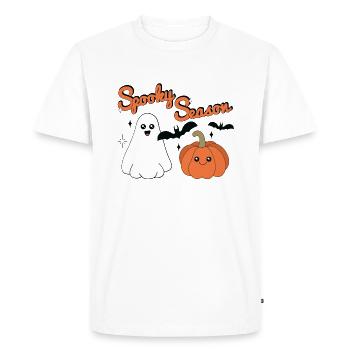 Spooky Season | Cute Halloween Shirt Pumpkin Ghost - Men's Premium Organic T-Shirt - white - Front - Nico (187cm)
