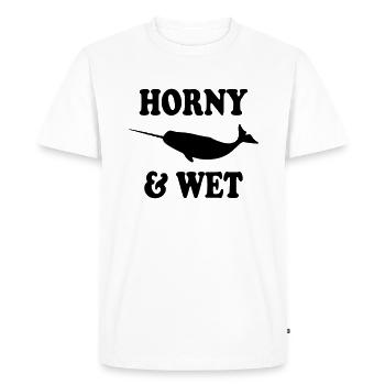 Horny & Wet - Men's Premium Organic T-Shirt - white - Front - Nico (187cm)