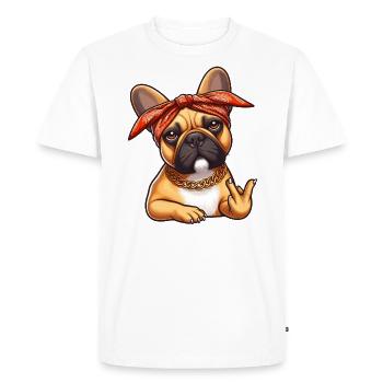 Frenchie Le Rappeur - T-shirt Premium bio Homme - blanc - Devant - Nico (187cm)