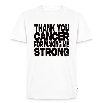 Merci Cancer de m’avoir rendu fort - T-shirt Premium bio Homme - blanc - Devant - Nico (187cm)