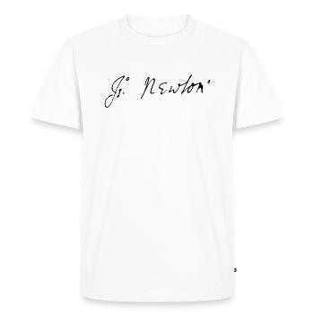 Isaac Newton signature - Men's Premium Organic T-Shirt - white - Front - Nico (187cm)