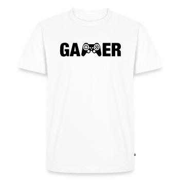 Manette Gamer Zocker Gamepad Gaming Controller - T-shirt Premium bio Homme - blanc - Devant - Nico (187cm)