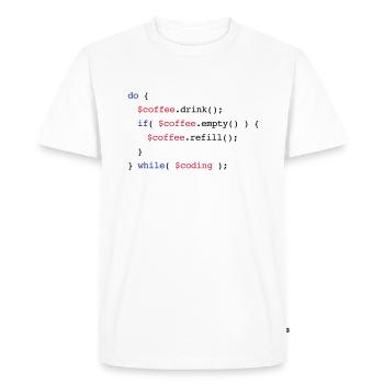 Code Coffee Refill Coding v2 - Men's Premium Organic T-Shirt - white - Front - Nico (187cm)