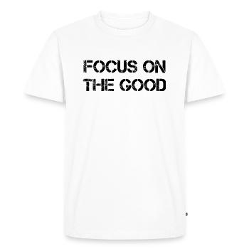 Citation motivante Motivation Phrase - T-shirt Premium bio Homme - blanc - Devant - Nico (187cm)