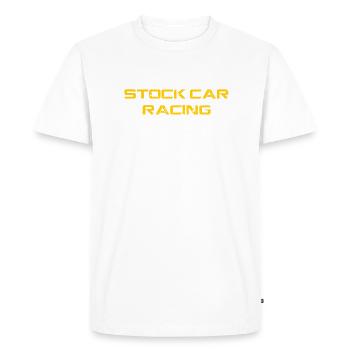 Stock Car Racing logo jaune en détresse avec des drapeaux - T-shirt Premium bio Homme - blanc - Devant - Nico (187cm)