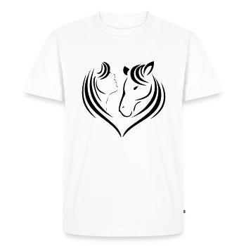 Cheval, tête, tête de cheval, équitation, silhouette, crinière - T-shirt Premium bio Homme - blanc - Devant - Nico (187cm)